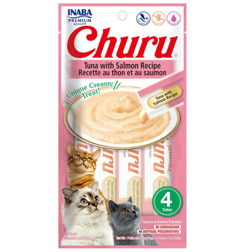 Churu Rezeptur Thunfisch mit Lachs Cremiger Snack für Katzen 4 x 14 g