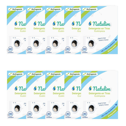 10er-Packung Eco Waschstreifen ohne Duftstoffe, Natulim, 40 Waschgänge