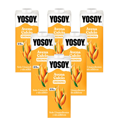 Lot de 6 bouteilles de boisson à l'avoine sans gluten YOSOY enrichie en calcium (1 L).