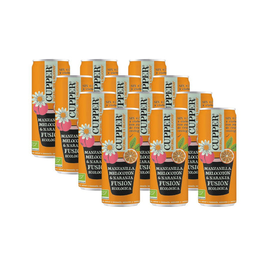 Lot de 12 boissons gazeuses Bio Cupper Camomille, Pêche et Orange 250 ml