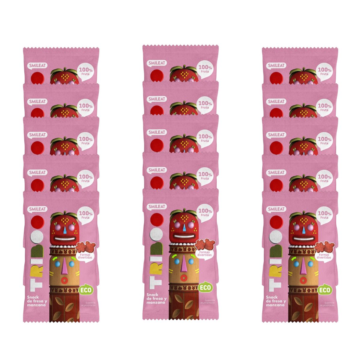 Packung mit 15 ECO-Snacks Erdbeere und Apfel 25 g, Triboo