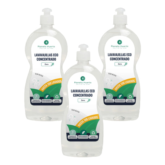 Pack 3xLave-vaisselle manuel hypoallergénique sans parfum ECO Planet Garden 750 ml