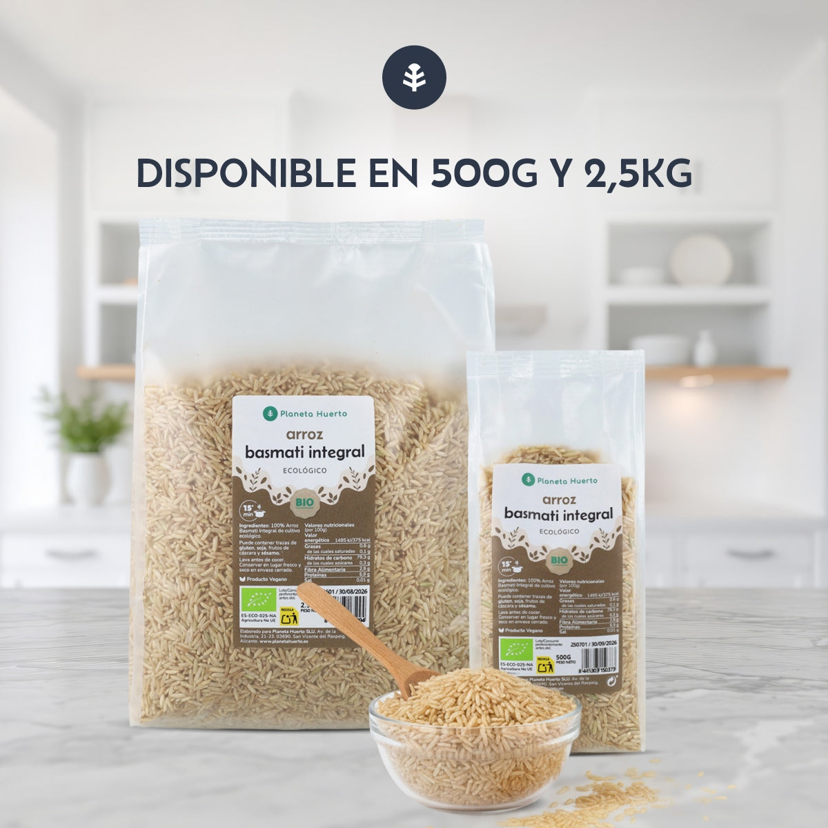 Förpackning med 2 x ECO Planet Garden Brown Basmati Rice 500 g