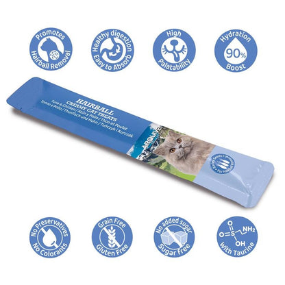 Creamy Cat Treats Snack cremoso funzionale Hairball Tonno e Pollo Arquivet 5x14 g