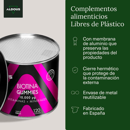 Bonbons gélifiés à la biotine Aldous 120 gummies