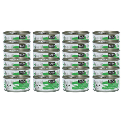 Pack of 24x Kit Cat Gravy Cans - Chicken & Quail Egg 70 g Wet cat food in sauce