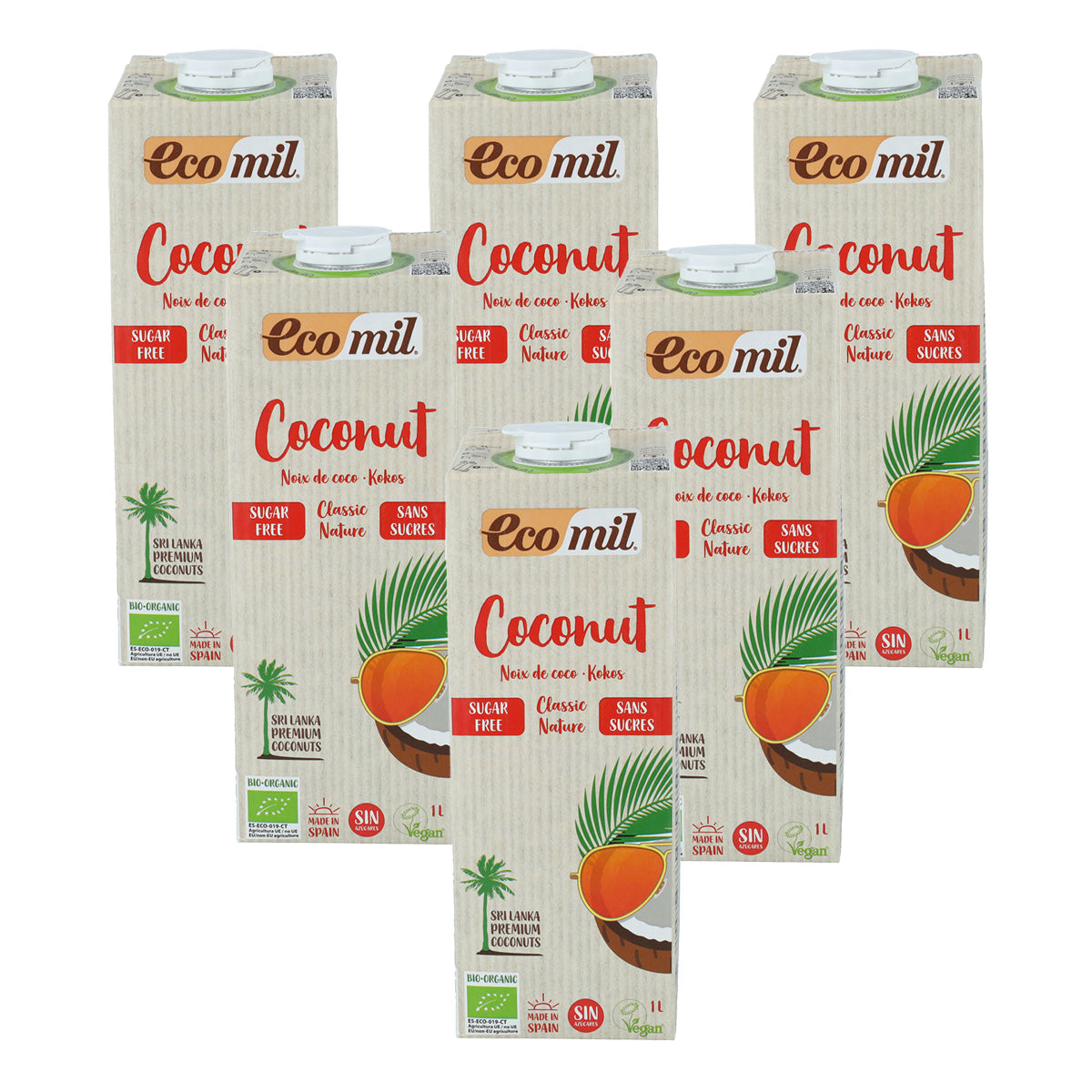 Pack 6x Boisson végétale à la noix de coco Classic Nature BIO Ecomil 1 L