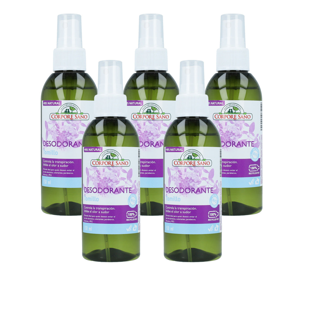 Confezione da 5 deodoranti al timo Corpore Sano 150 ml