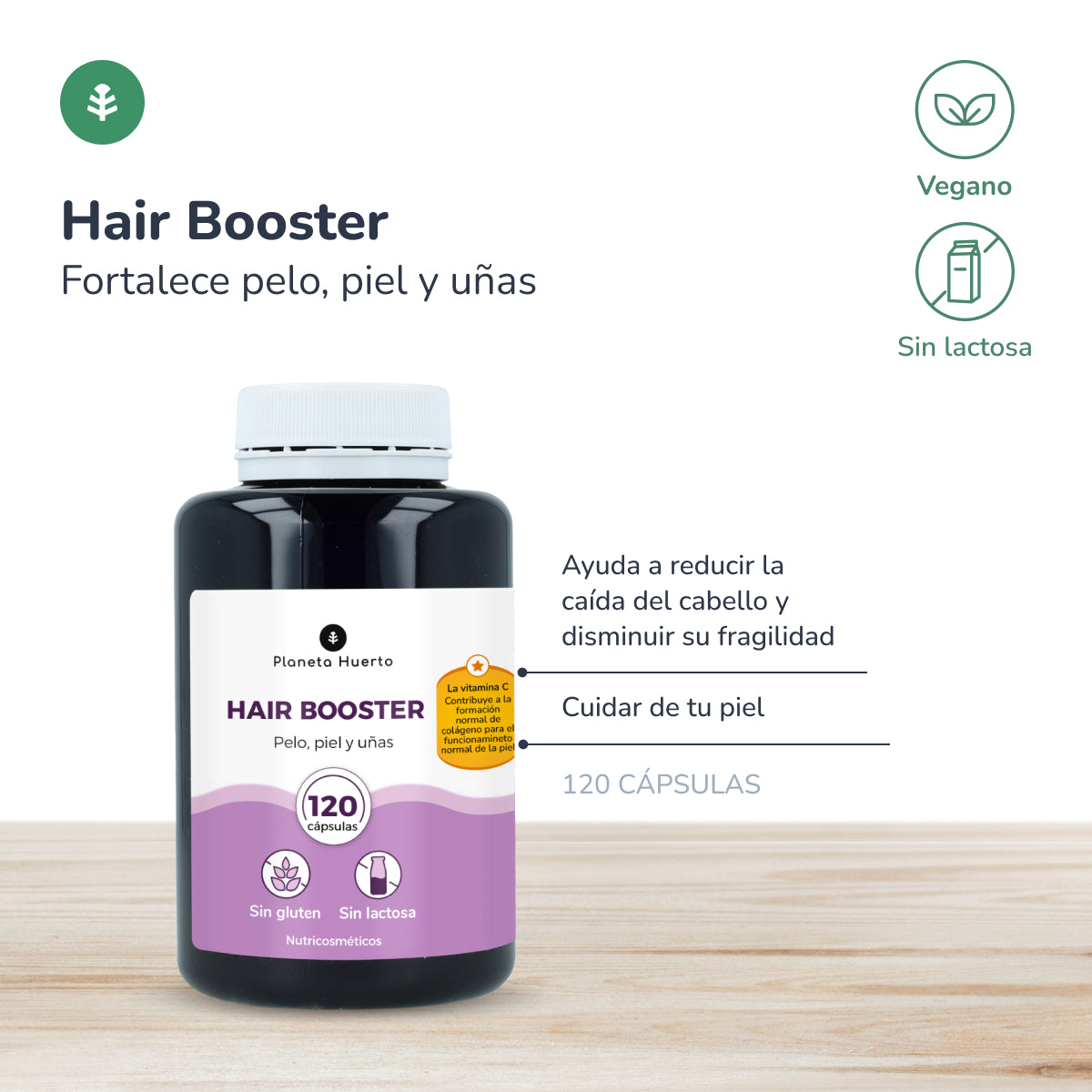 Hair Booster haar, huid en nagels Planeta Huerto 120 capsules