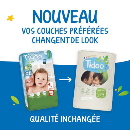 Couches T4 Maxi (7/18 kg) Tidoo, 50 unités
