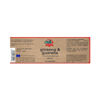 Ginseng e guaranà 400 mg Obire, 90 capsule