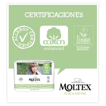 Pañales Moltex Pure & Nature T4 (9-15 kg),  50 Uds