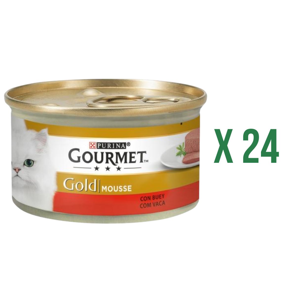 Pack of 24 x GOURMET GOLD Beef Wet Food Mousse 85 g
