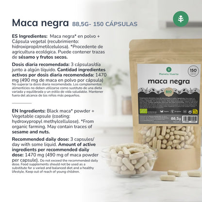 ORGANIC Schwarzer Maca Planeta Huerto 150 Kapseln