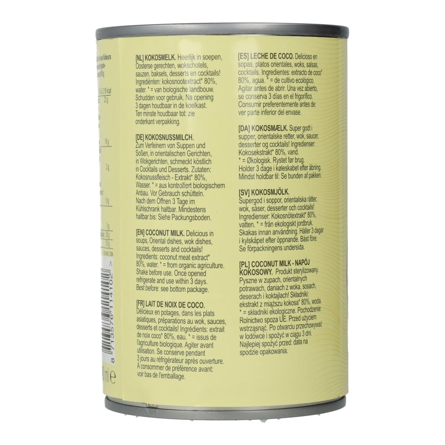 Lait de coco 80 % BIO Terrasana, 400 ml