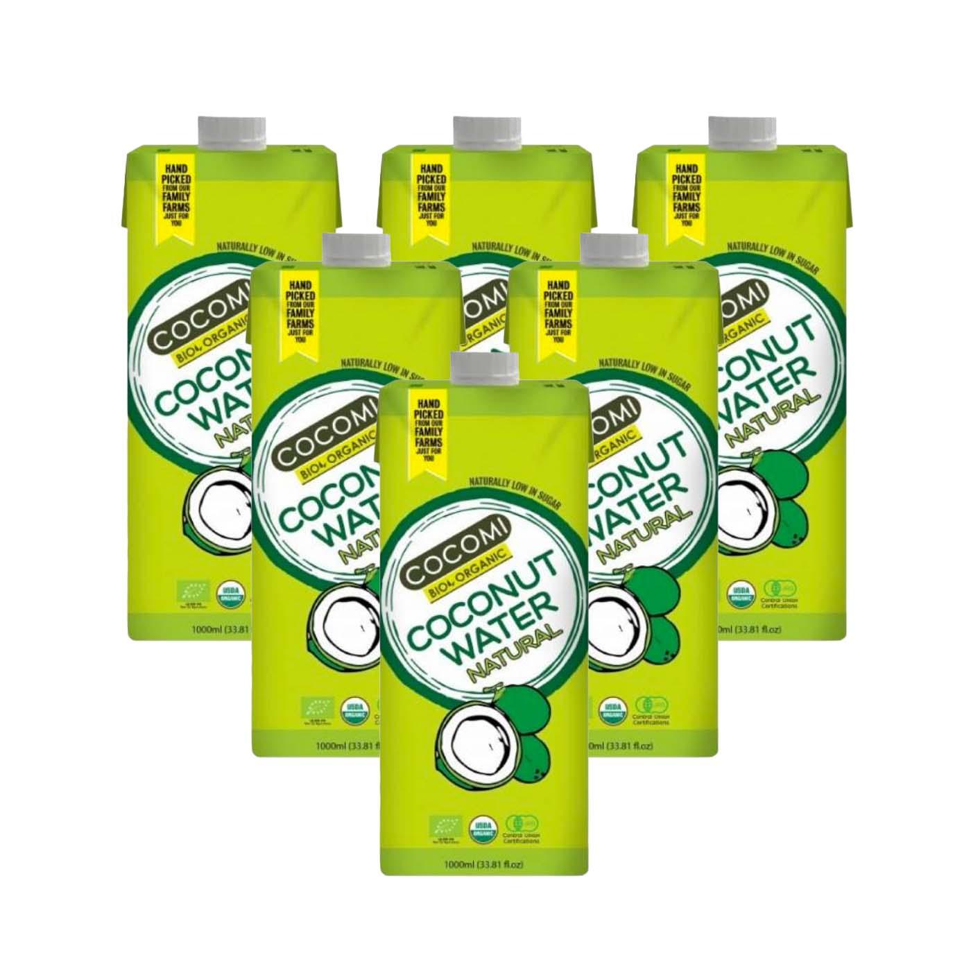 6er-Pack natürliches Kokoswasser Cocomi Bio 1 l