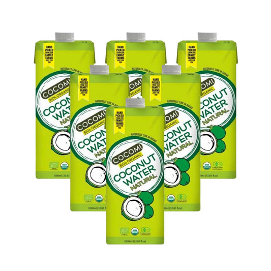 Lot de 6 bouteilles d'eau de coco bio naturelle Cocomi de 1 L