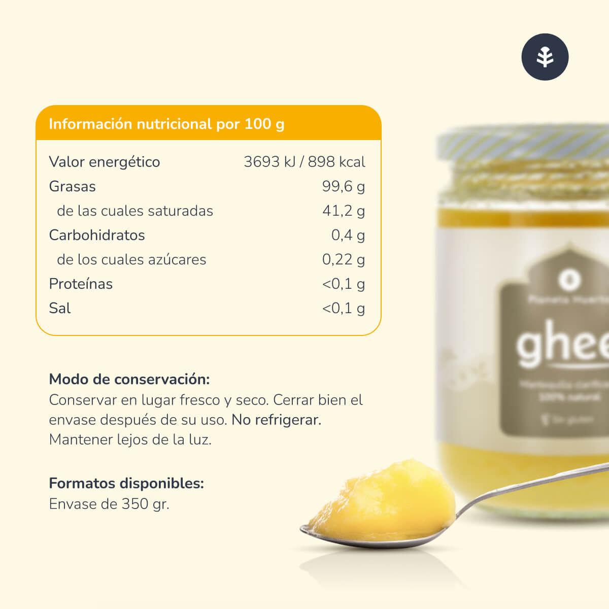 Confezione 3xGhee burro chiarificato ECO Planeta Huerto 500 gr