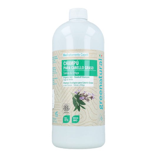 Organic Shampoo for Oily Hair and Dandruff - Sage and Nettle Greenatural 1 L