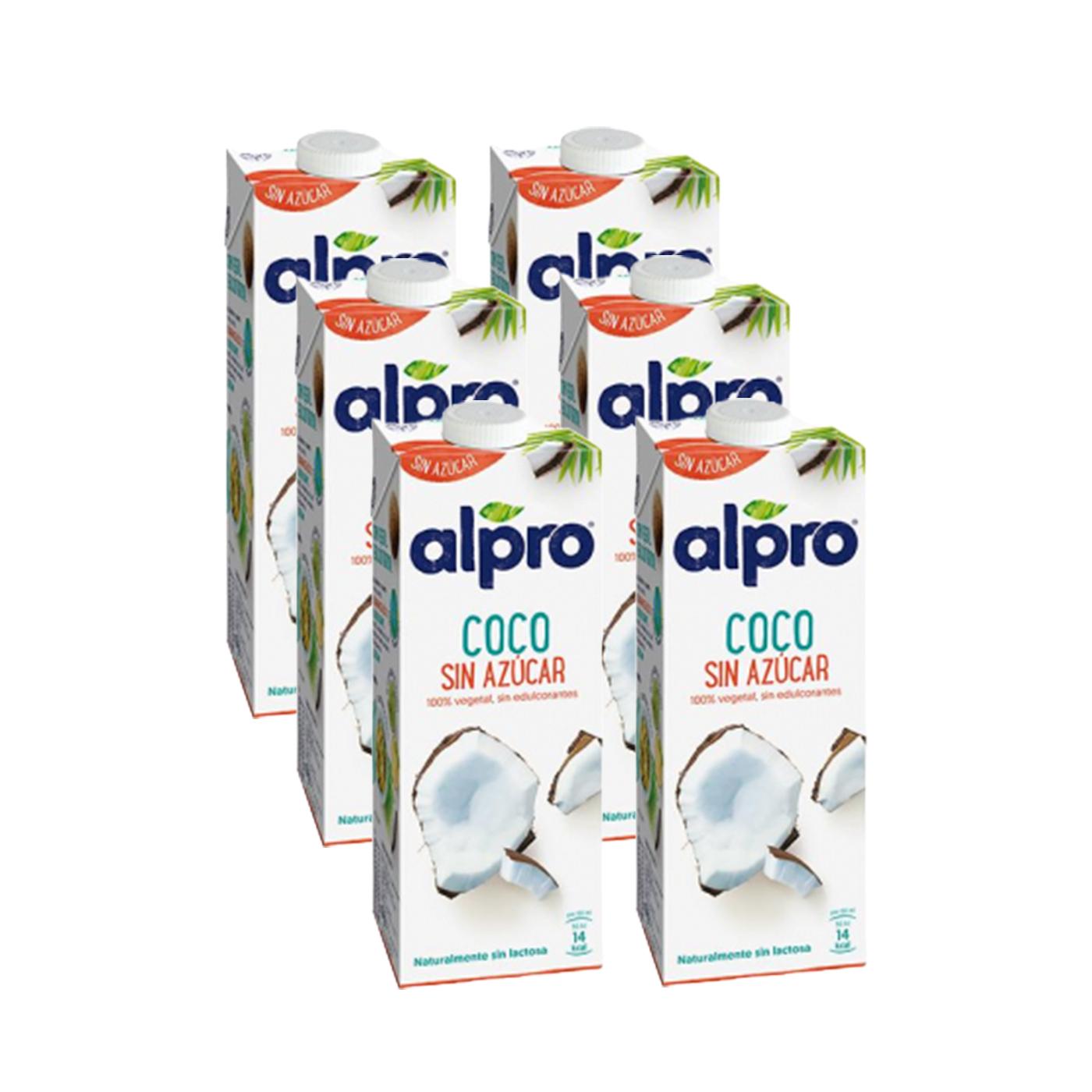 Pakket van 6 stuks Alpro suikervrije kokosdrank 1 liter