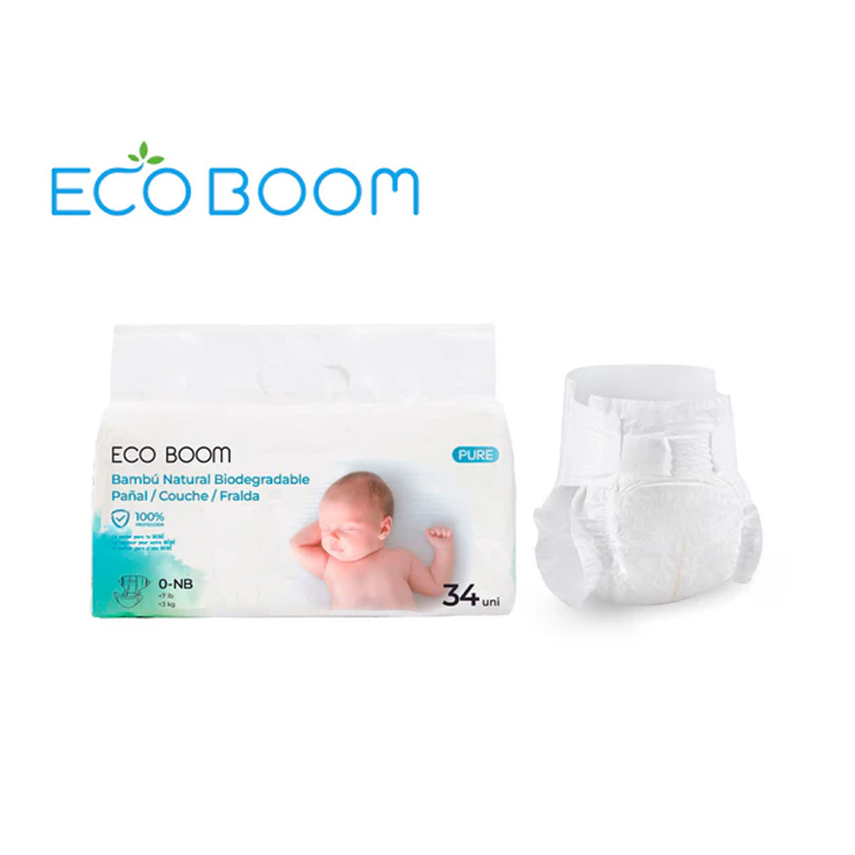 Bambuswindel Pure Premium ECO BOOM T0 (0 bis 3 kg) 34 Stück