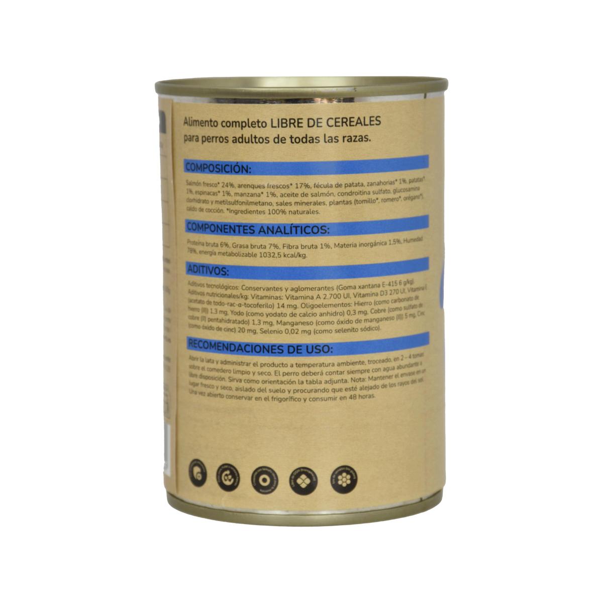 Opakowanie 6 x Bezzbożowa mokra karma Superpremium dla psów Łosoś 380 g Planeta Huerto