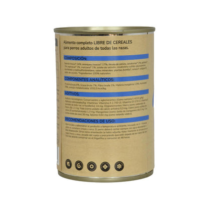 Paquet de 6 x nourriture humide pour chien Superpremium sans céréales Saumon 380 g Planeta Huerto