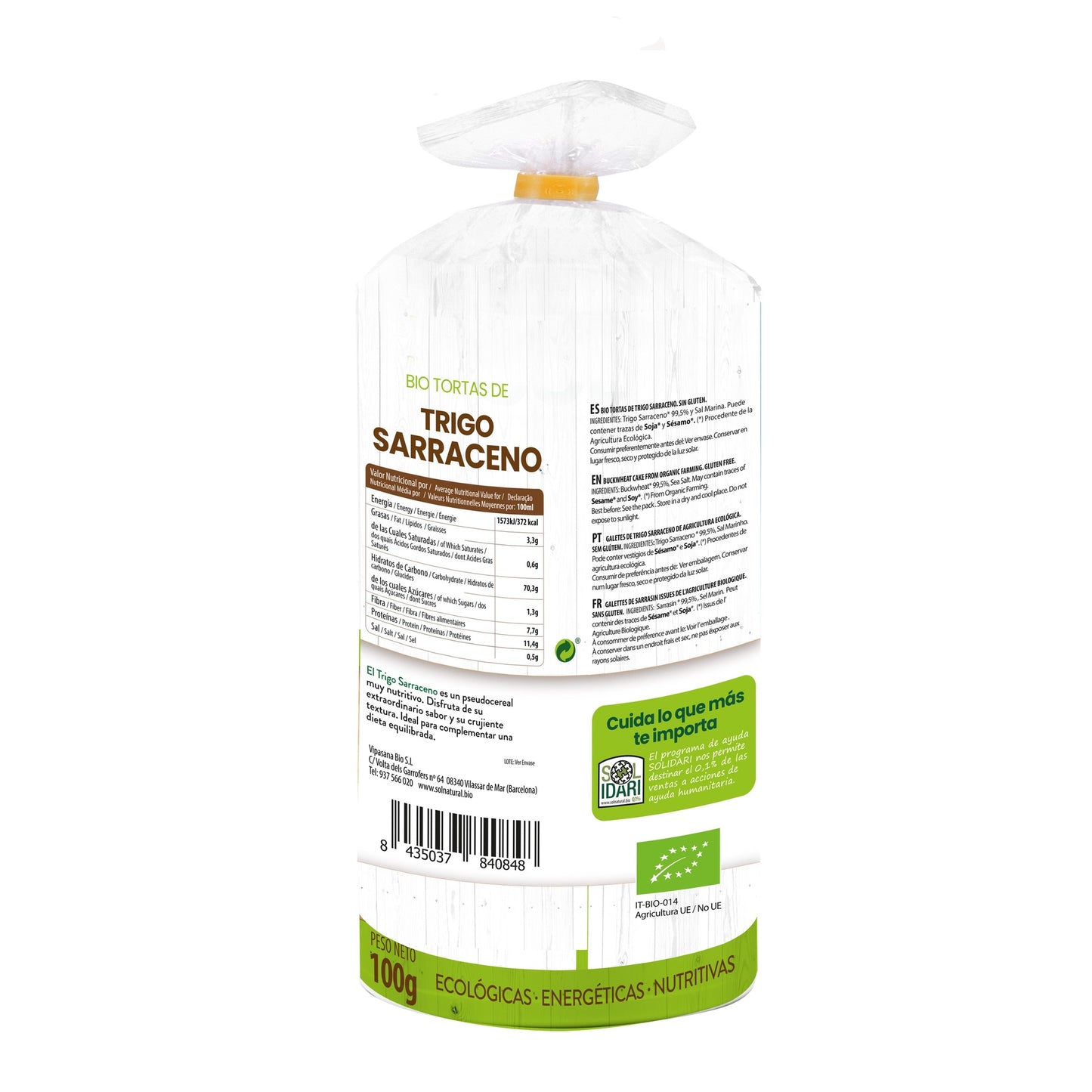 12er-Pack glutenfreie Bio-Buchweizen-Pfannkuchen Sol Natural 100 g
