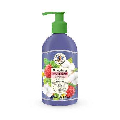 Sapone mani emolliente con fragola selvatica e latte di cotone, Mama Pharmelia, 500 ml