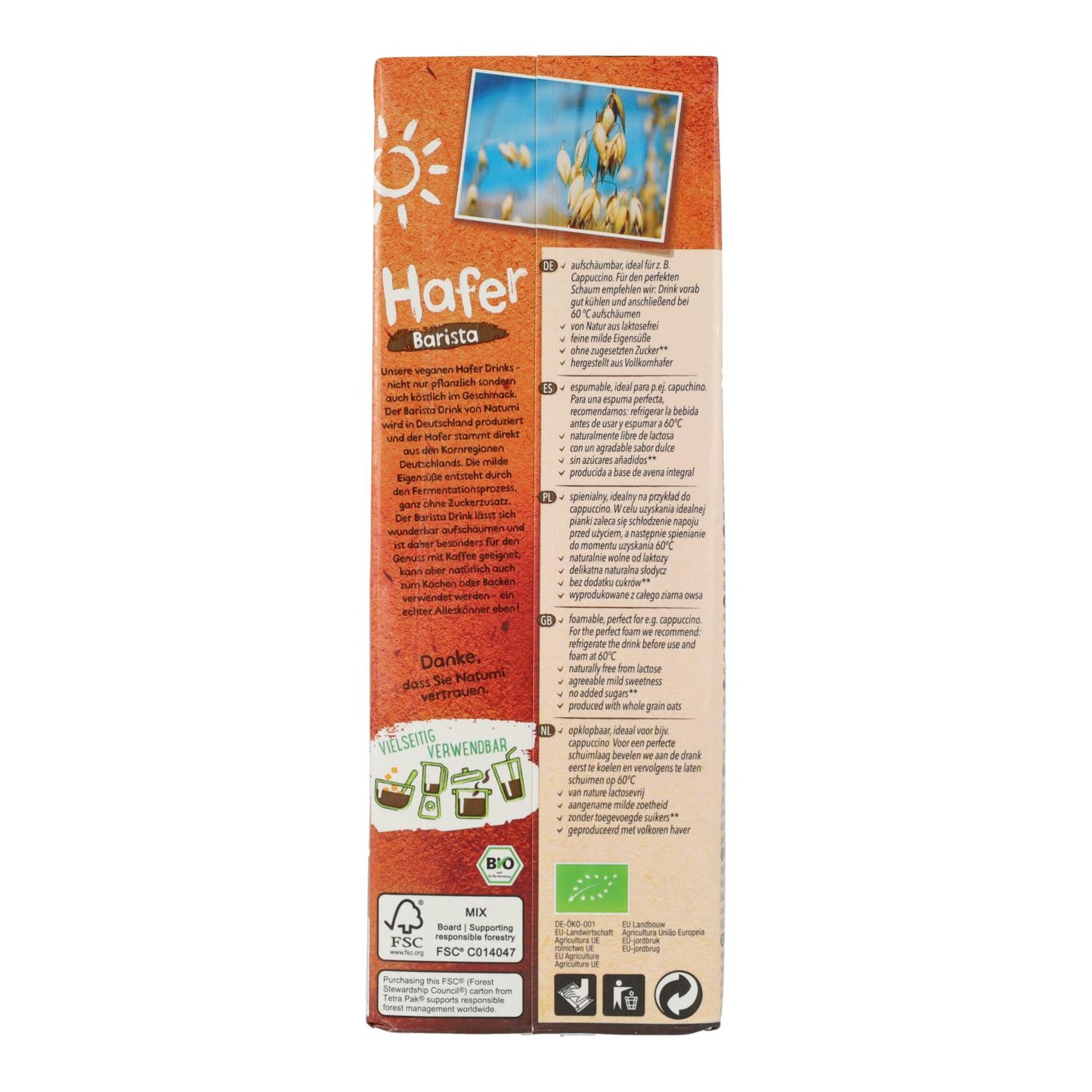 Pack 6 x Boisson Avoine Barista BIO Natumi 1 L