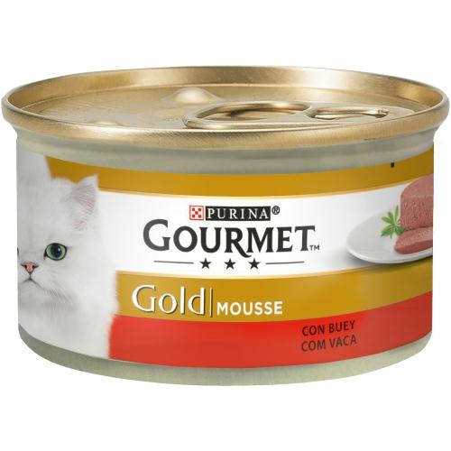 Pack of 24 x GOURMET GOLD Beef Wet Food Mousse 85 g