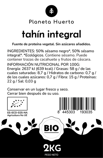 Tahini de sésame complet ECO Planeta Huerto 2 kg