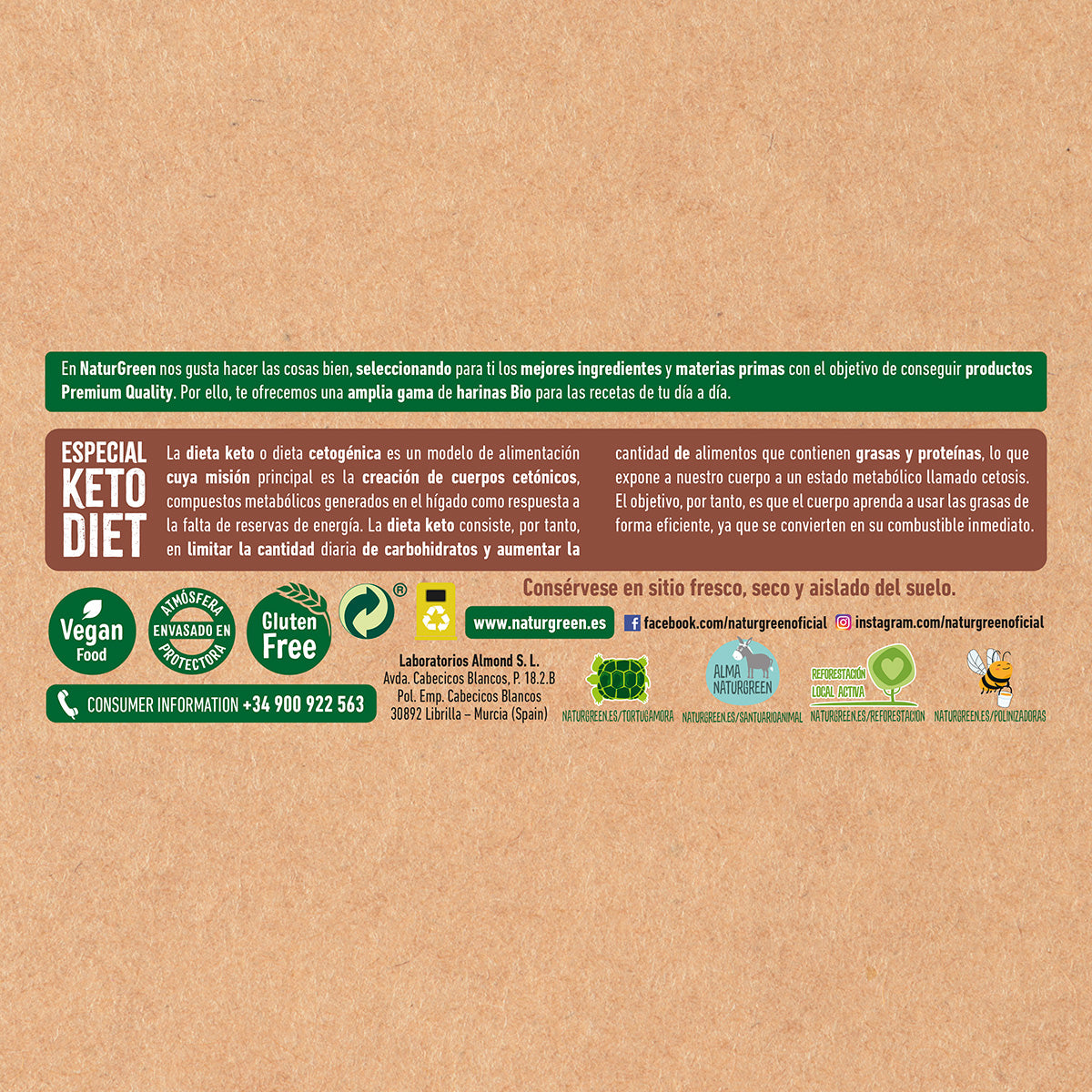 Mélange de farine pour pain cétogène sans gluten NaturGreen 400 g