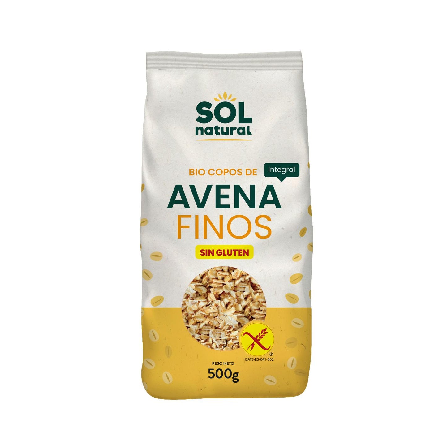 Flocons d'avoine complets sans gluten fins bio Sol Natural 500 g