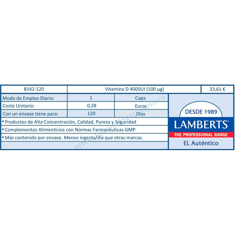 Vitamin D3 4000 IE (100 µg) Lamberts, 120 Kapseln