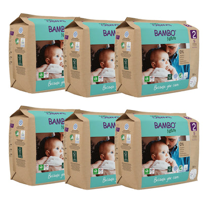 Pack 6 x Bambo Nature pañales T2 (3-6kg) 30 uds