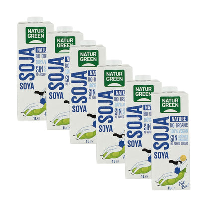 Pakket 6 x Nature BIO sojadrank zonder suikers NaturGreen 1 L