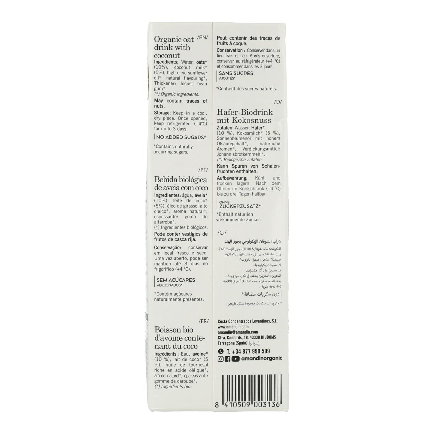 Hafergetränk mit Kokosnuss Amandín 1 l