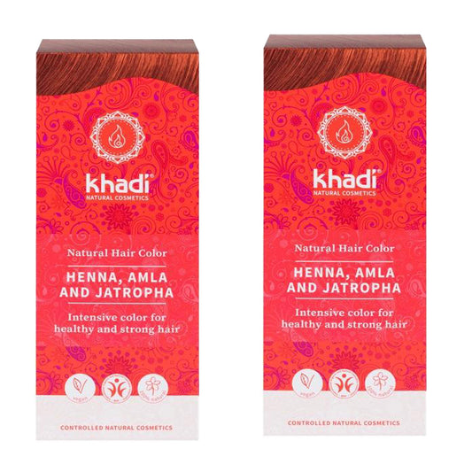 2-pack naturlig henna Amla och Jatropha, Khadi, 100 g