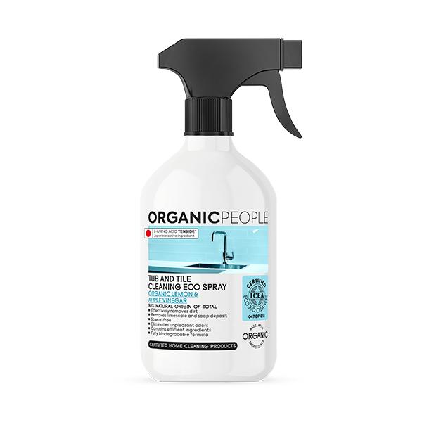 Spray detergente per vasche da bagno e piastrelle - Limone e aceto di mele biologici Organic People 500 ml