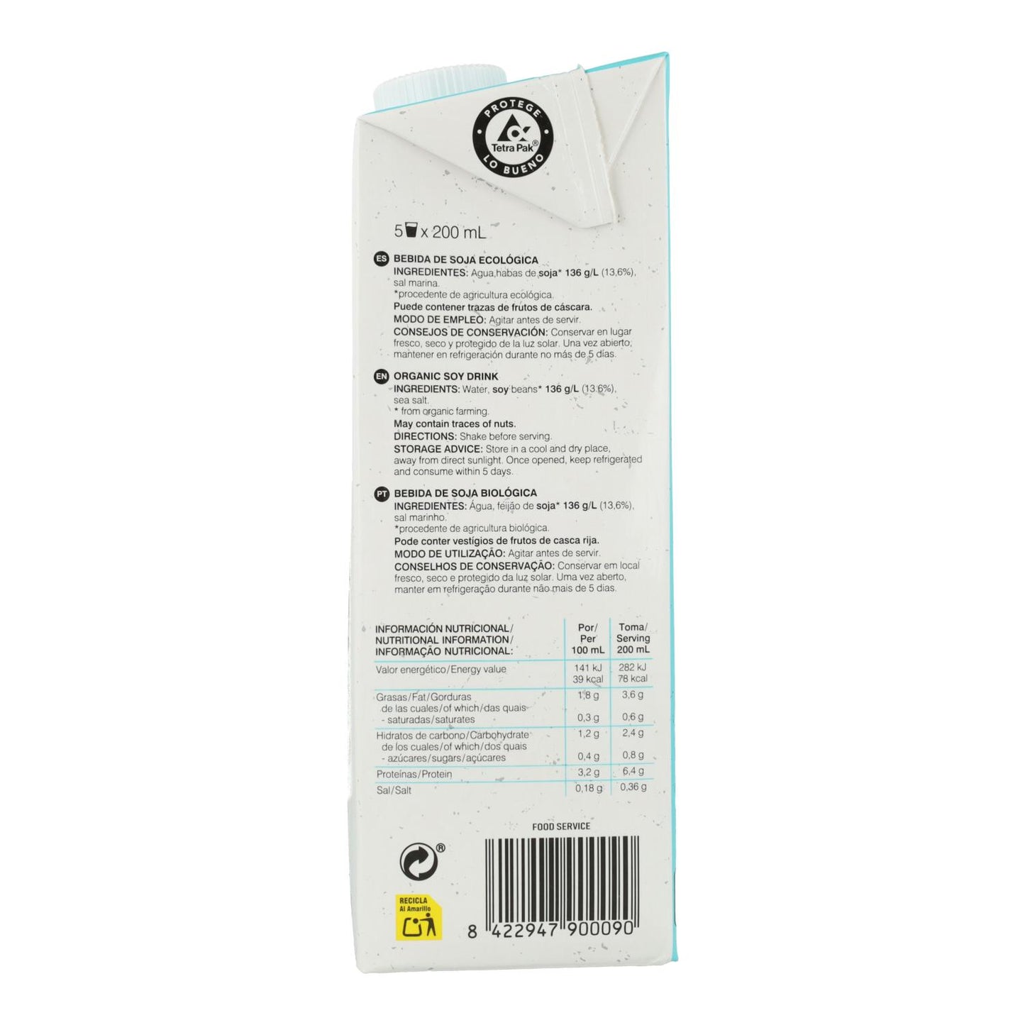6er-Pack Bio-Sojagetränk Soria Natural 1 l