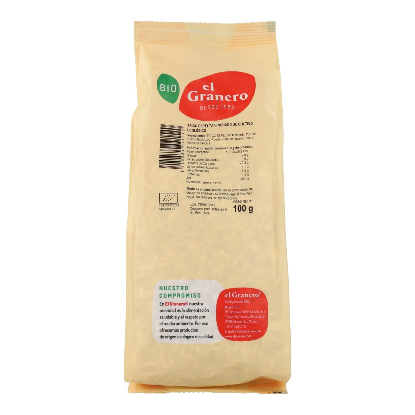 Ekologisk puffat speltvete El Granero, 100 g