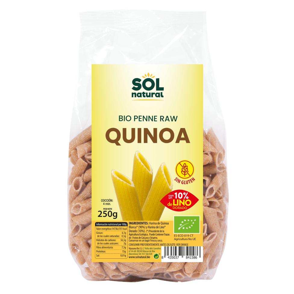Quinoamakarroni med ekologiskt lin utan gluten Sol Natural 250 g