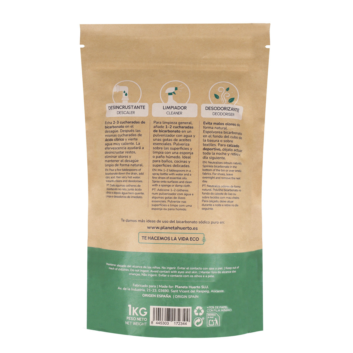 Pack 3xBicarbonate de soude Planeta Huerto 1 Kg