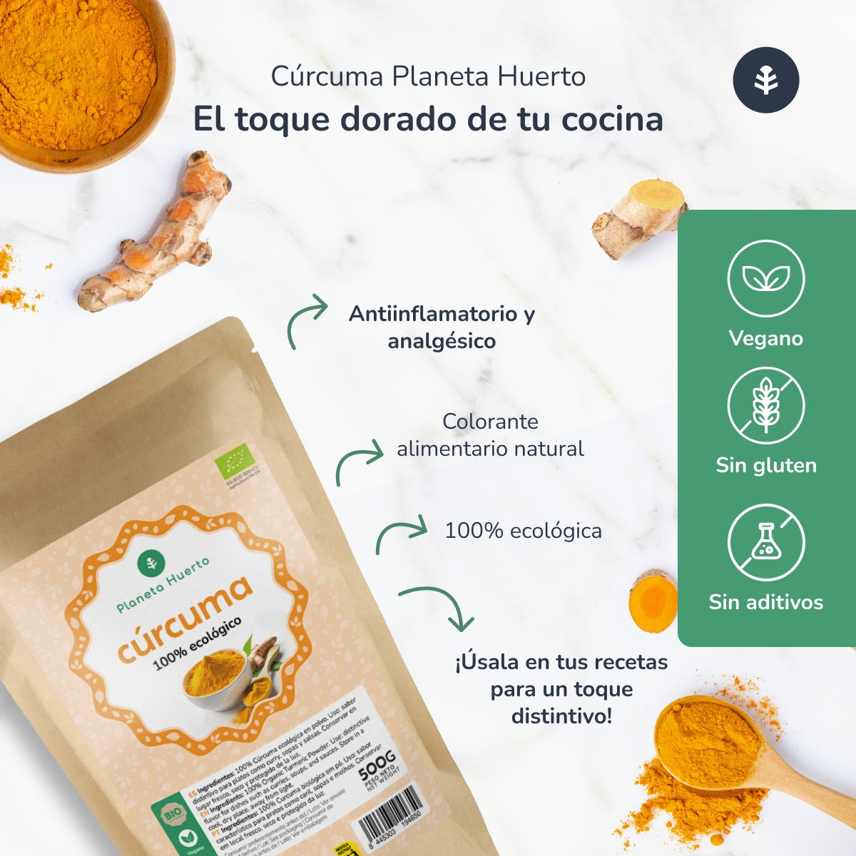 Curcuma en poudre ECO Planeta Huerto 500 g