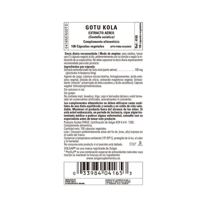 Gotu Kola (Centella asiatica), 100 capsule vegetali