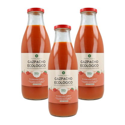 3-pack traditionell ekologisk gazpacho med extra jungfruolja Planeta Huerto 1 l