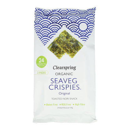 Paquet de 5 sachets de snacks BIO d'algues nori grillées BIO Clearspring 4 g