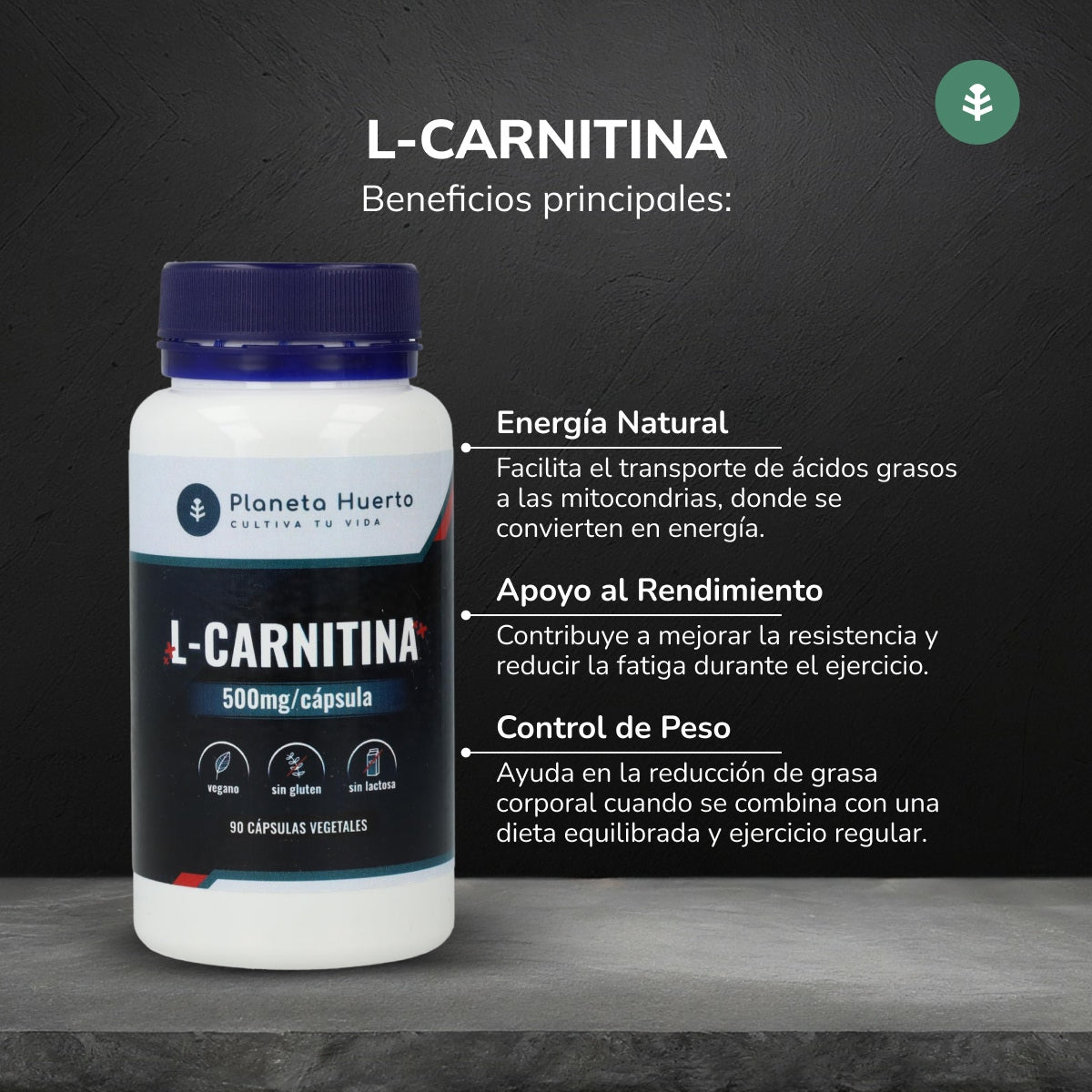 L-karnitin 500 mg Planeta Huerto 90 kapslar.