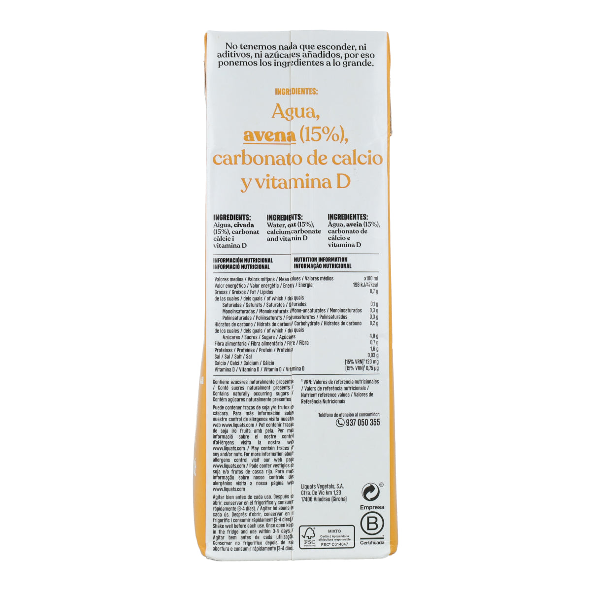 Boisson à l'avoine et au calcium sans gluten YOSOY 1 L